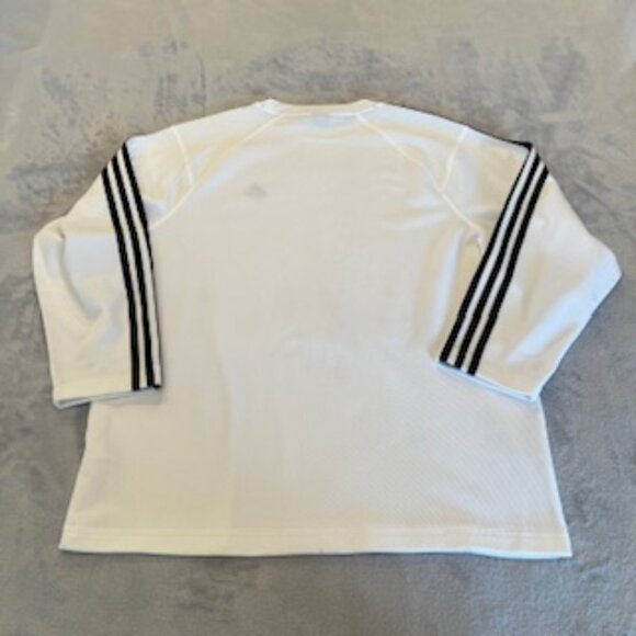 Adidas Men's Long Sleeve Shirt White With Black Stripes On Arms Large - Picture 12 of 15